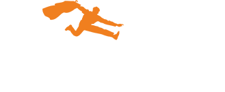 Logo for Urban Valet Cleaners featuring a silhouette of a person in orange holding a bag and leaping above the company name in white text on a light background. Logo for Urban Valet Cleaners featuring a silhouette of a person in orange holding a bag and leaping above the company name in white text on a light background.